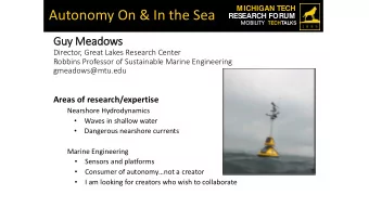 Autonomy On &amp; In the Sea  RESEARCH FORUM  MOBIL  ILIT  ITY  TECHTALKS  Guy Meadows  Director,