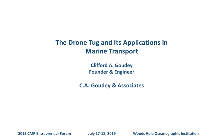 the drone tug and its applications in marine transport