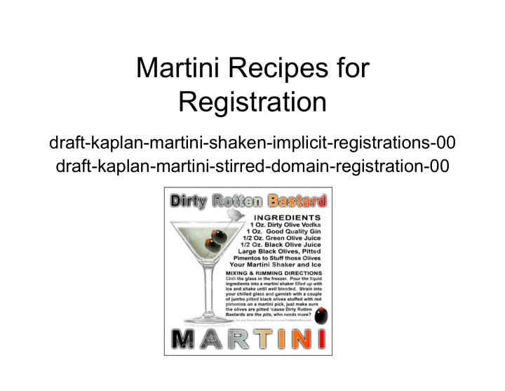 martini recipes for registration