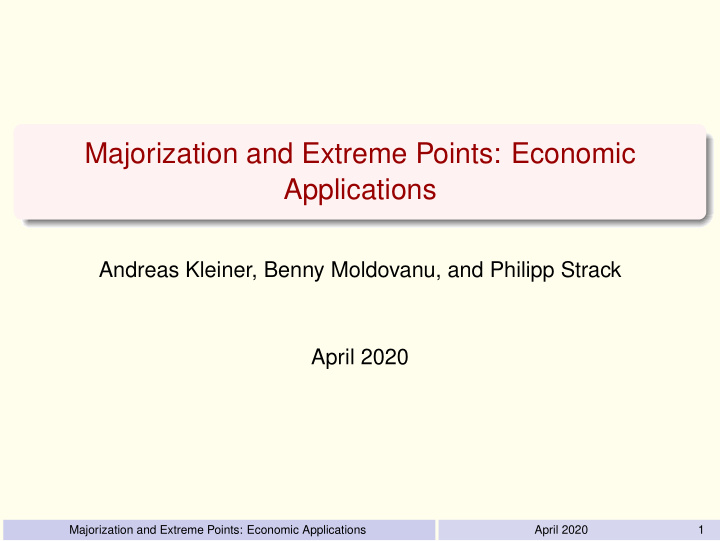 majorization and extreme points economic applications