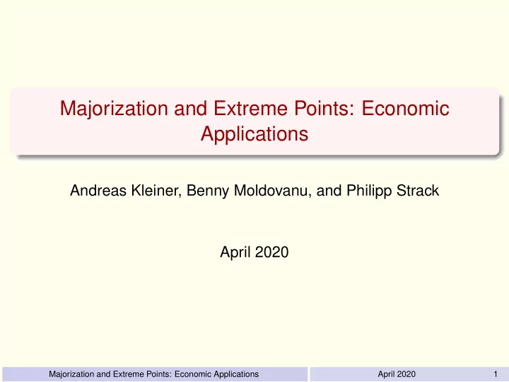 majorization and extreme points economic applications