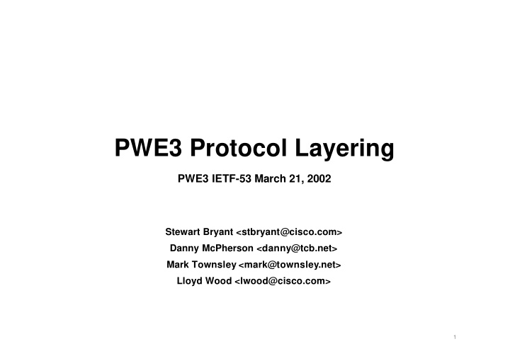 pwe3 protocol layering