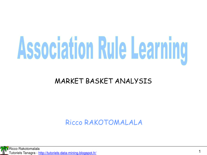 market basket analysis ricco rakotomalala