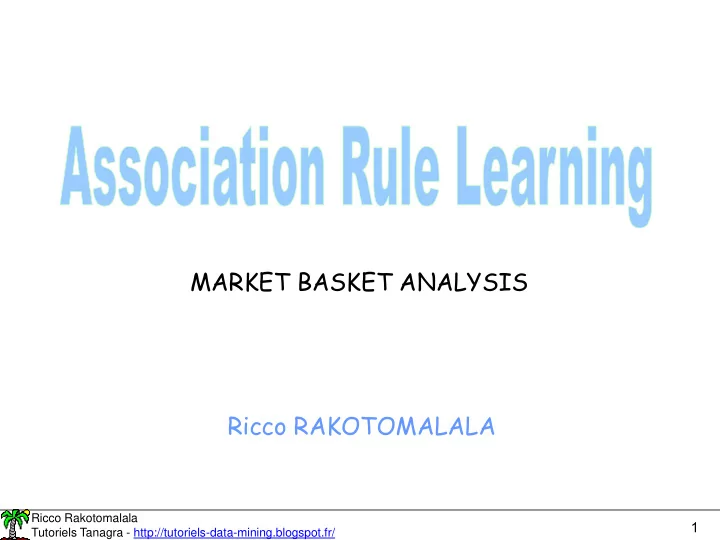 market basket analysis ricco rakotomalala