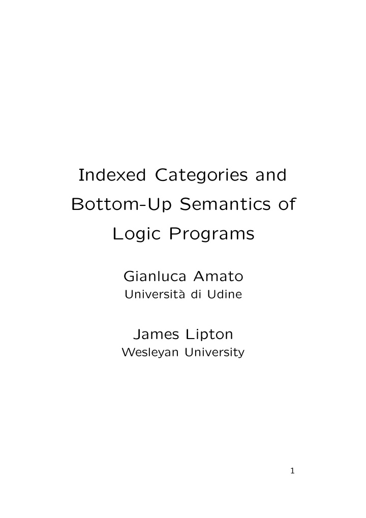 indexed categories and bottom up semantics of logic