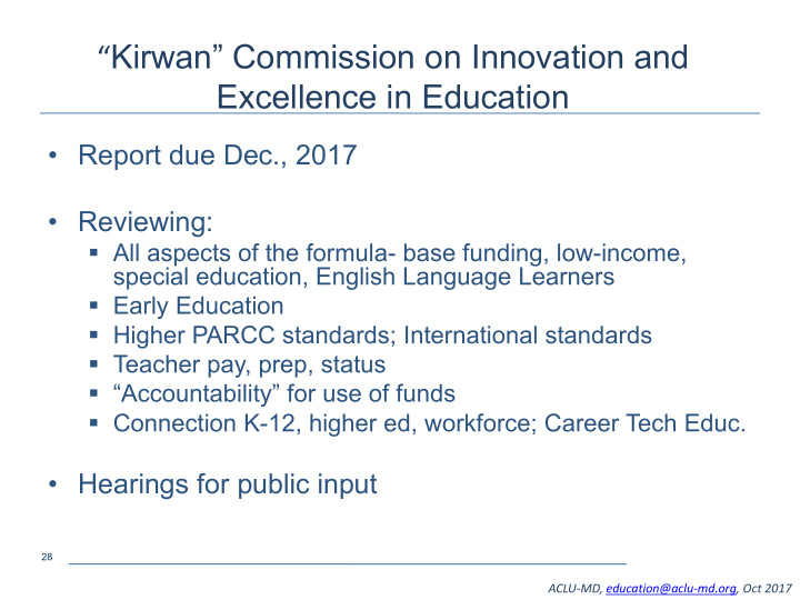 kirwan commission on innovation and excellence in