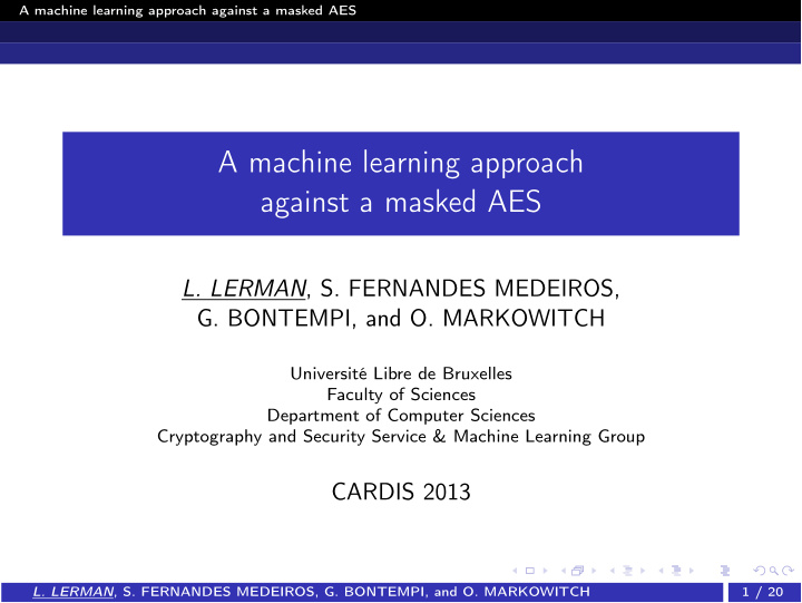 a machine learning approach against a masked aes