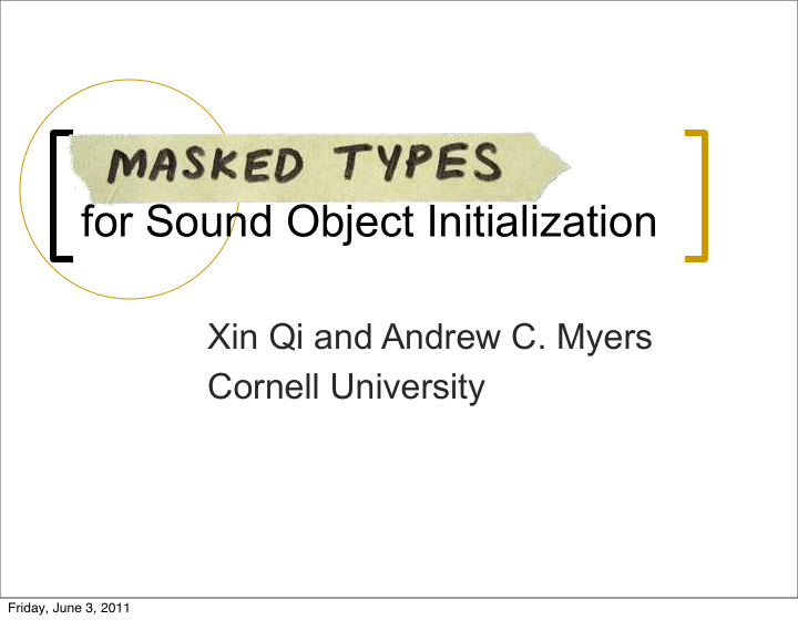 for sound object initialization