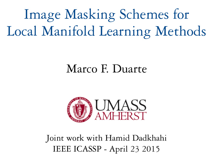 image masking schemes for local manifold learning methods