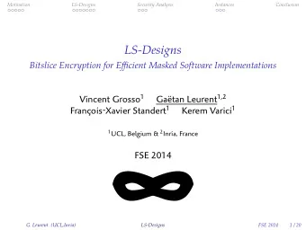 LS-Designs  Bitslice Encryption for Efficient Masked Software Implementations  Instances  Security