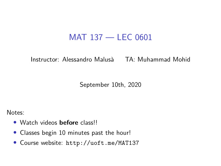 mat 137 lec 0601