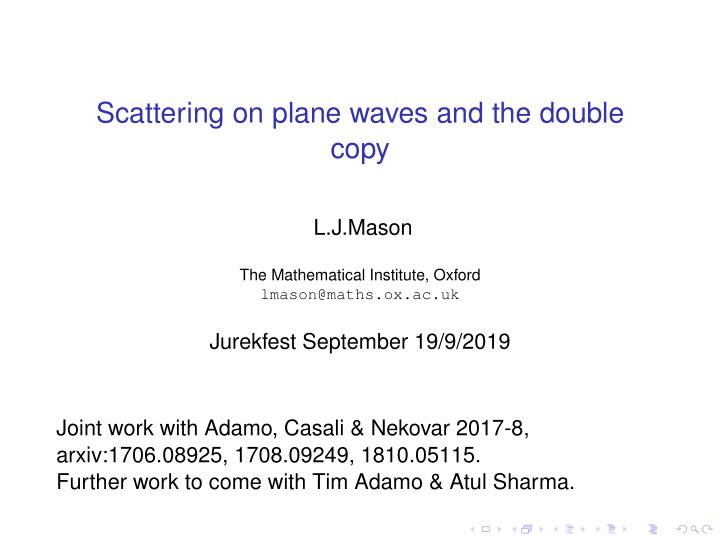 scattering on plane waves and the double copy