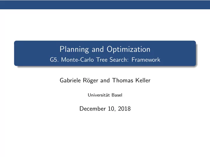 planning and optimization