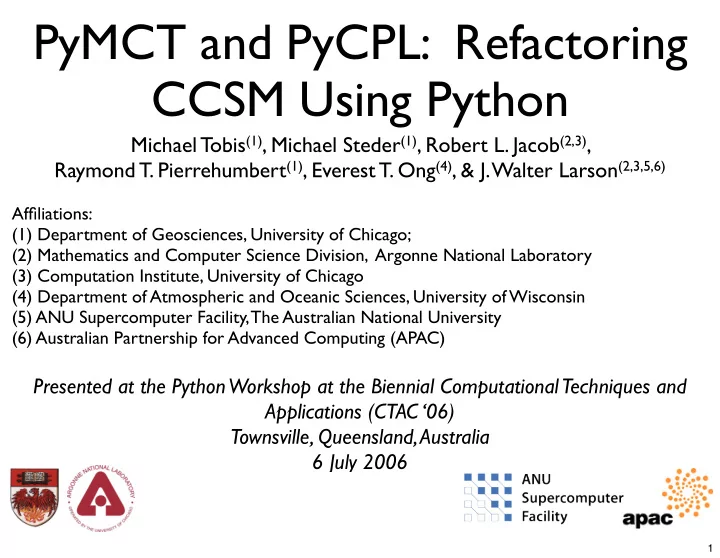 pymct and pycpl refactoring ccsm using python