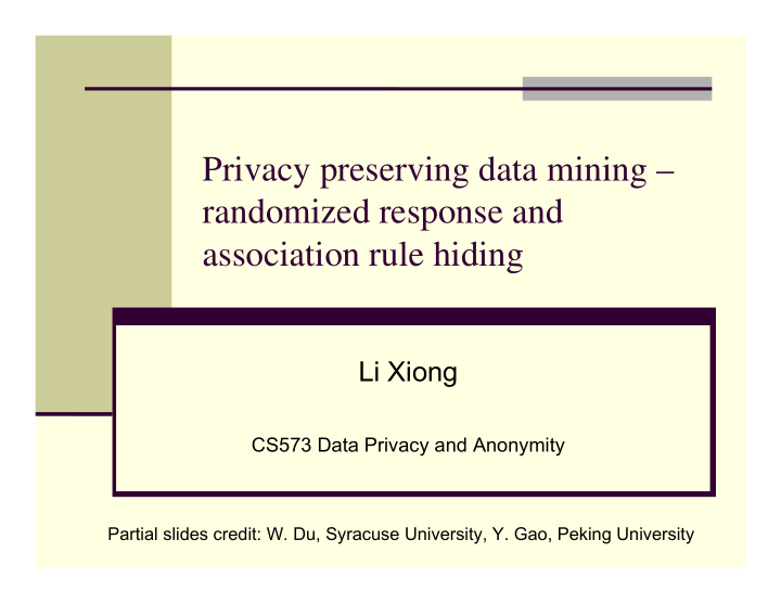 privacy preserving data mining randomized response and