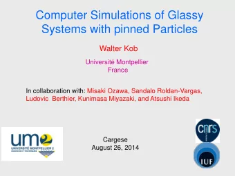 Systems with pinned Particles  Walter Kob  Universit Montpellier  France  In collaboration with: