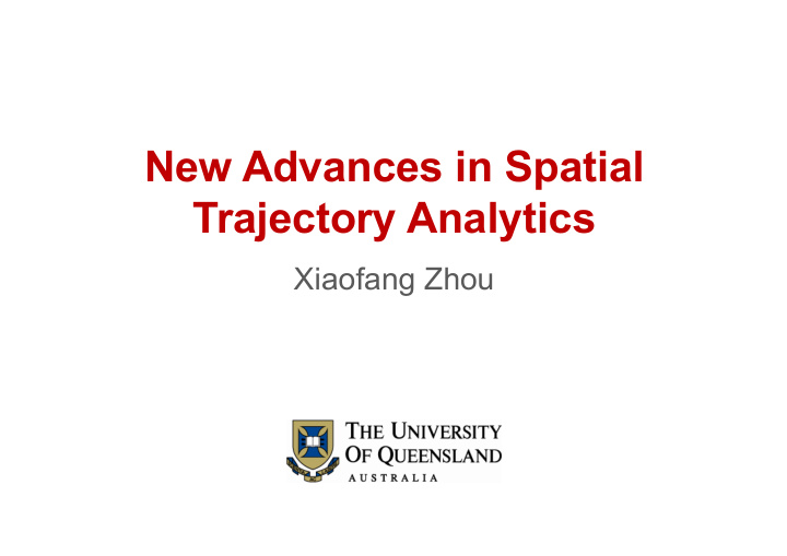 new advances in spatial trajectory analytics