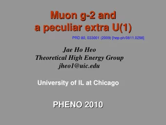 Muon g  g-  -2 and  2 and  Muon  a peculiar extra U(1)  a peculiar extra U(1)  PRD 80, 033001
