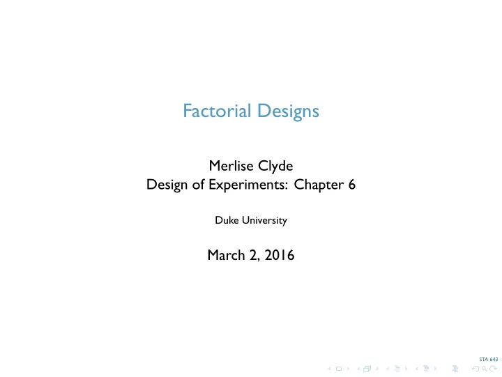 factorial designs