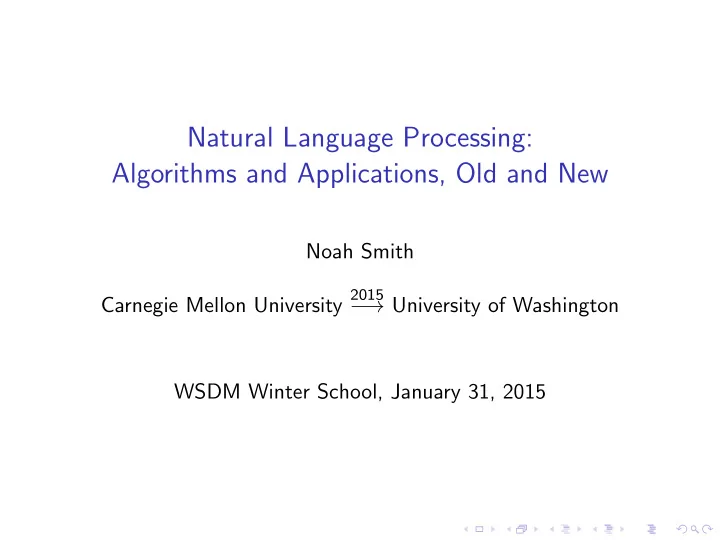 natural language processing algorithms and applications