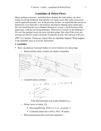 Landslides &amp; Debris Flows  Many geologic processes, including those shaping the land surface,