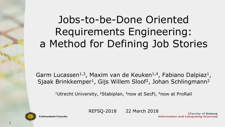 jobs to be done oriented