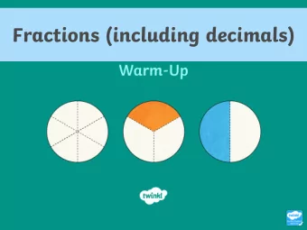 Fractions (including decimals)  Counting Up and Down in Tenths  Recognise that tenths arise from