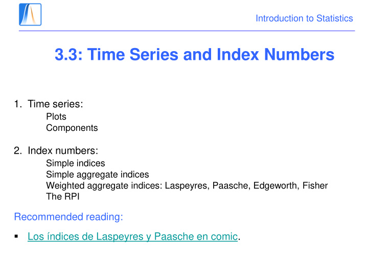 3 3 time series and index numbers