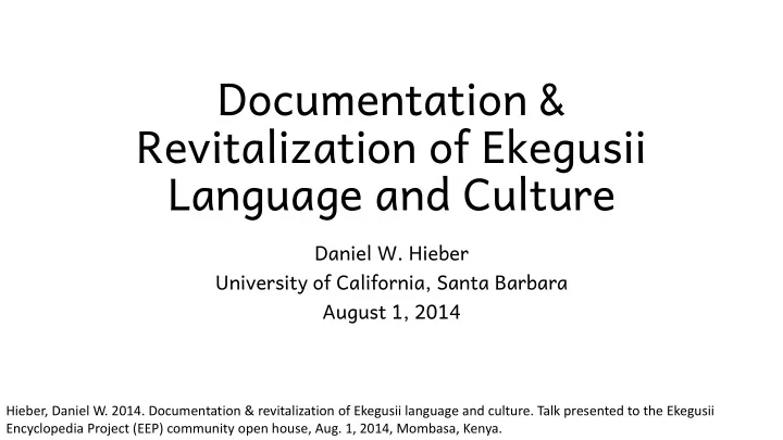 revitalization of ekegusii