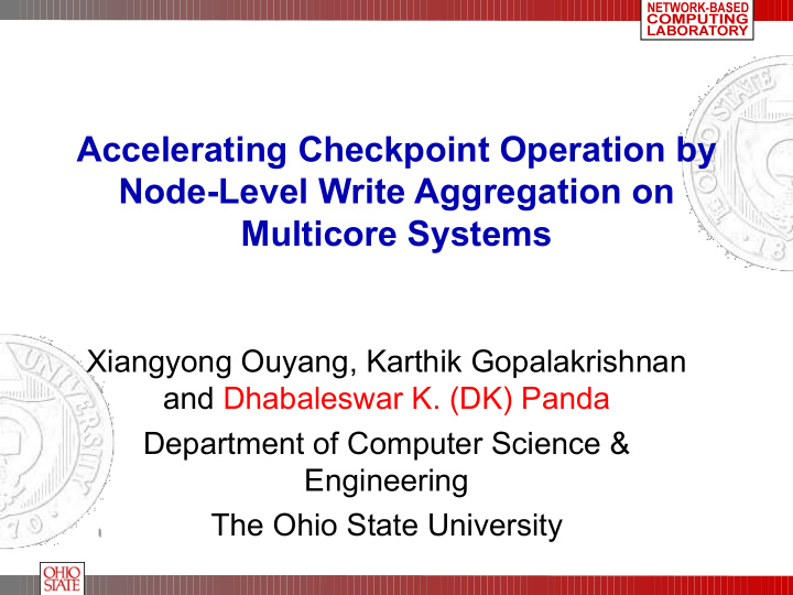 accelerating checkpoint operation by node level write