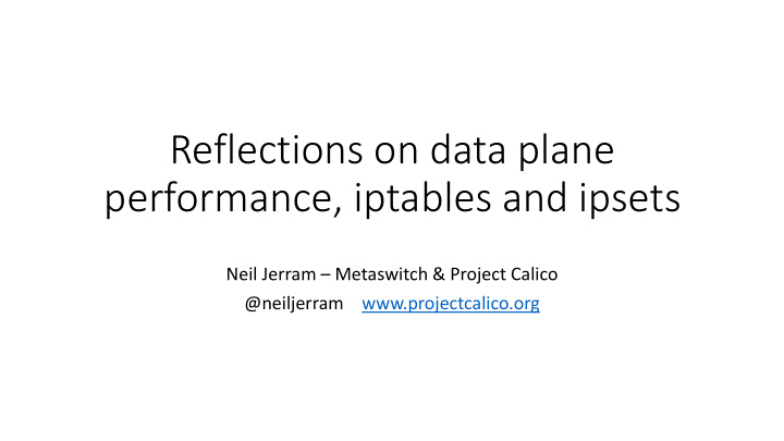 reflections on data plane