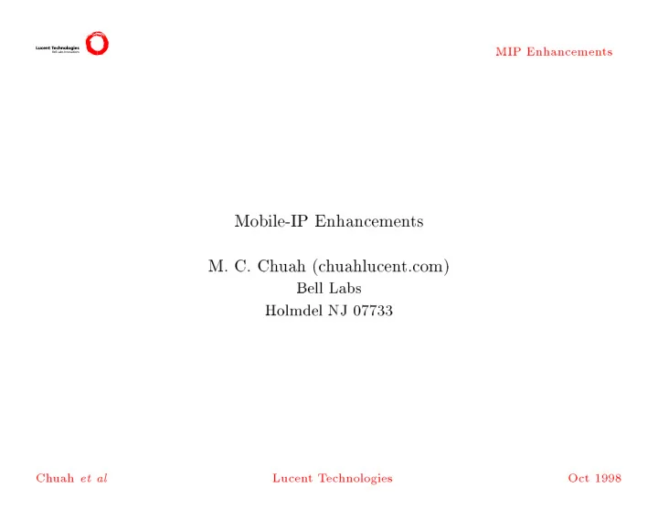 mip enhancemen ts mobile ip enhancemen ts m c ch uah c h