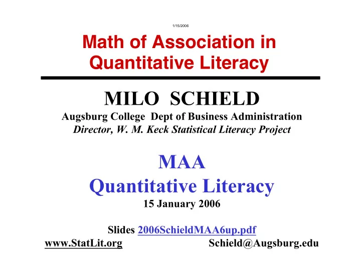 milo schield