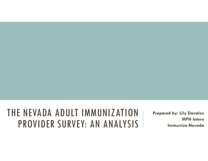the nevada adult immunization