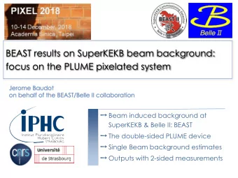 BEAST results on SuperKEKB beam background:  focus on the PLUME pixelated system  Jerome Baudot  on