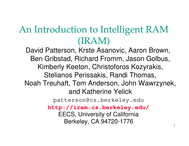 an introduction to intelligent ram iram