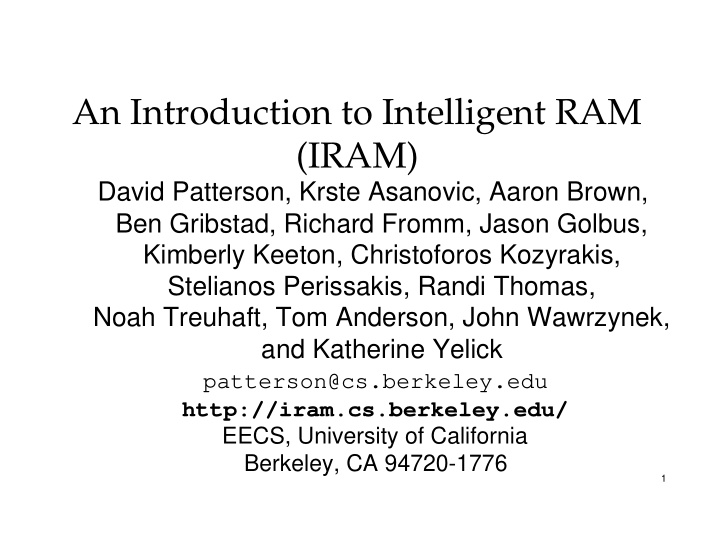an introduction to intelligent ram iram