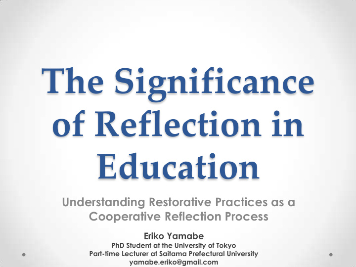 the significance of reflection in education