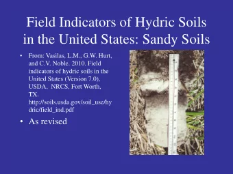 Field Indicators of Hydric Soils  in the United States: Sandy Soils    From: Vasilas, L.M., G.W.