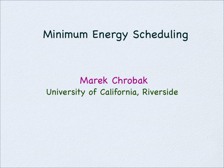 minimum energy scheduling