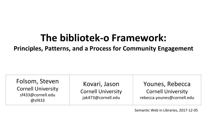 the bibliotek o framework