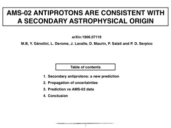AMS-02 ANTIPROTONS ARE CONSISTENT WITH  A SECONDARY ASTROPHYSICAL ORIGIN  arXiv:1906.07119  M.B, Y.