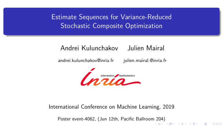 estimate sequences for variance reduced stochastic