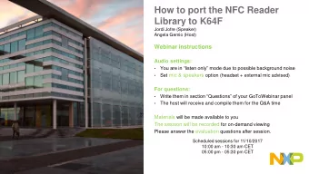 How to port the NFC Reader  Library to K64F  Jordi Jofre (Speaker)  Angela Gemio (Host)  Webinar