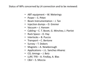 Status of WPs concerned by L4 connection and to be reviewed:  ABT equipment  W. Weterings