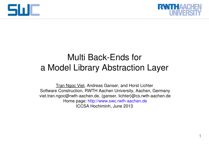 multi back ends for a model library abstraction layer