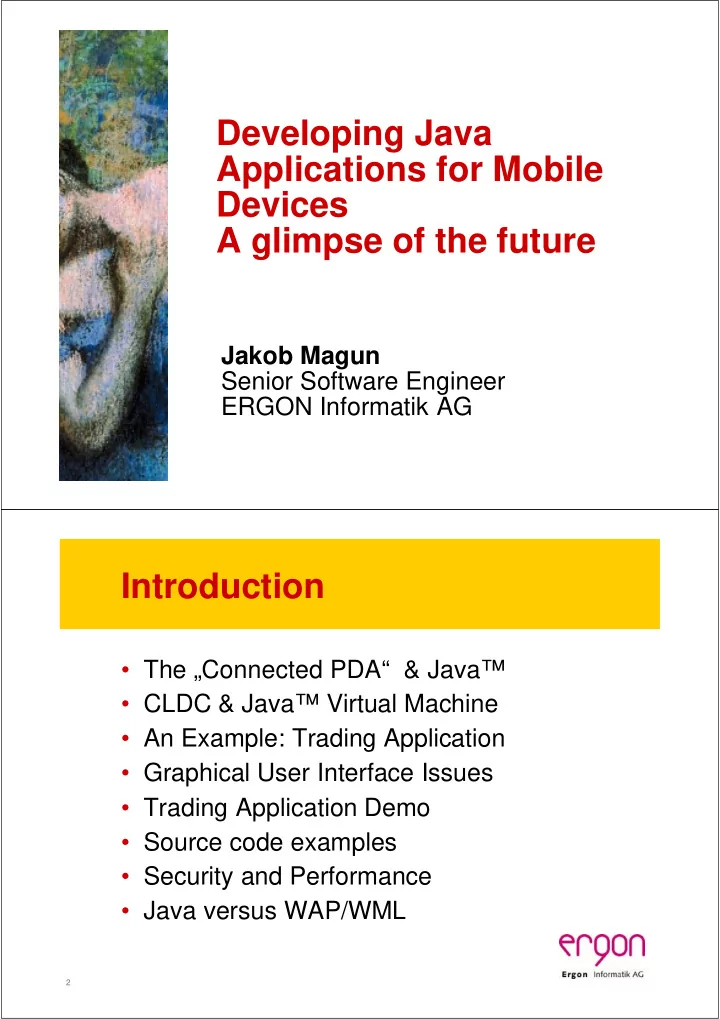 developing java applications for mobile devices a glimpse