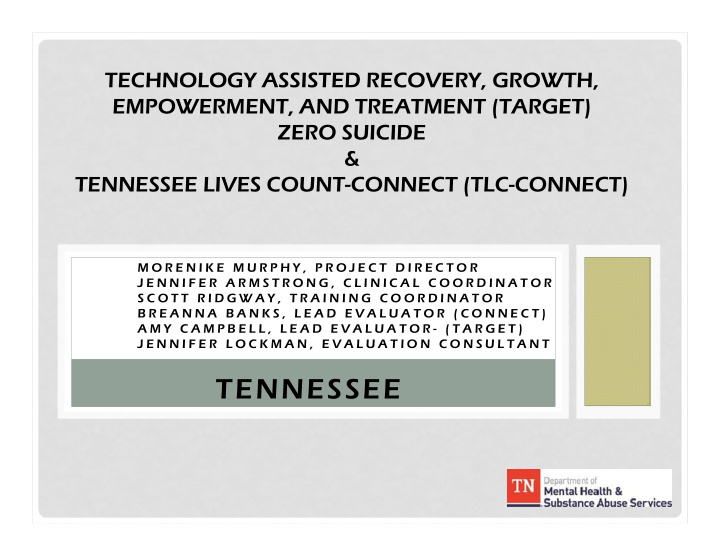 tennessee goal reduce suicide attempts and deaths in