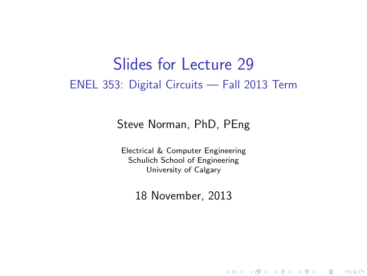slides for lecture 29