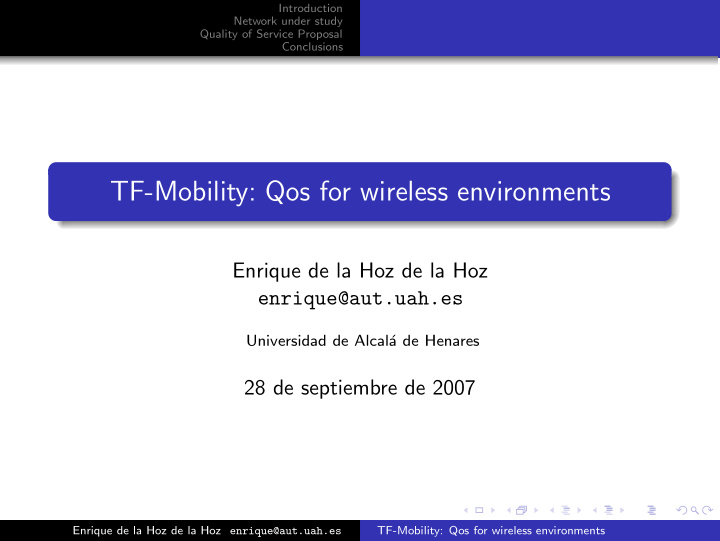 tf mobility qos for wireless environments